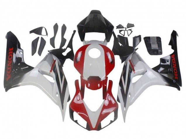2006-2007 White Red Glossy Black Fade Honda CBR1000RR Motorcycle Fairings