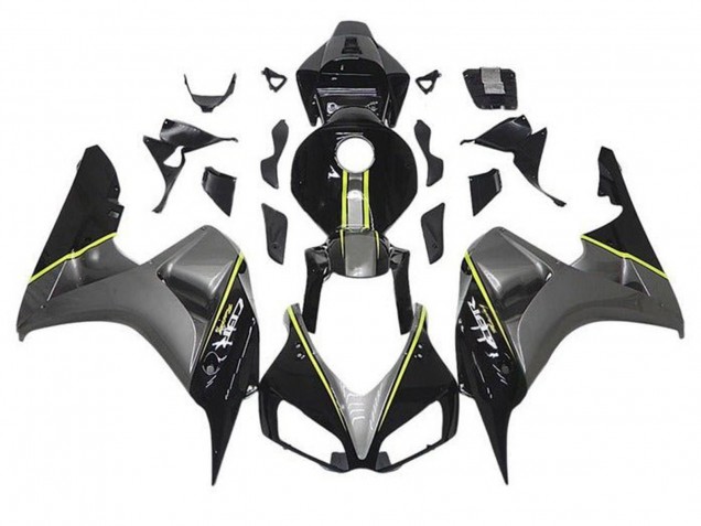2006-2007 Grey Glossy Black Yellow Stripe Honda CBR1000RR Motorcycle Fairings