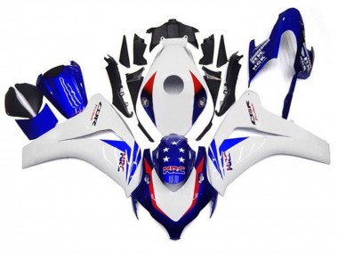 2008-2011 White Red Blue Star HRC Honda CBR1000RR Motorcycle Fairings