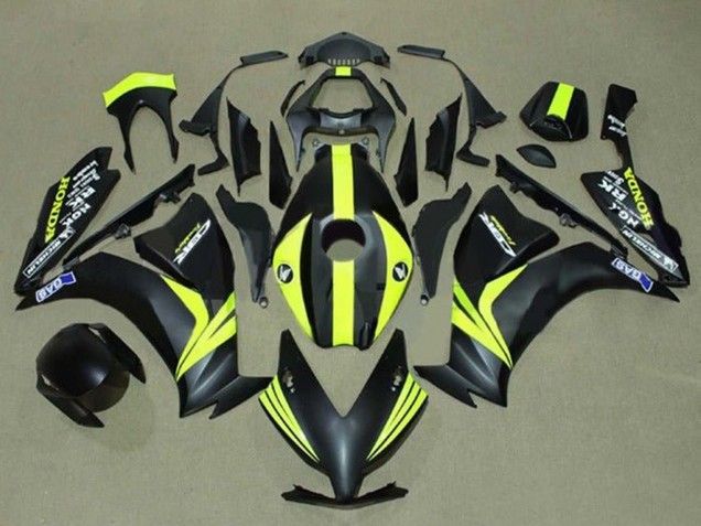 2012-2016 Matte Black Yellow Stripe Honda CBR1000RR Motorcycle Fairings