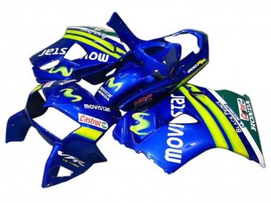 1998-2001 Blue Green White MoviStar Castrol HRC Black Prince Honda VFR 800 Motorcycle Fairings