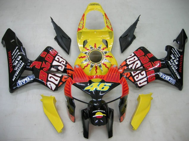 2005-2006 Black Yellow Rossi Honda CBR600RR Motorcycle Fairings