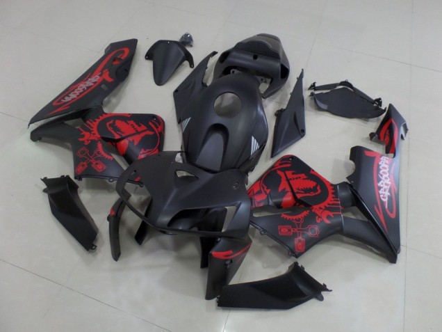 2005-2006 Matte Black Matte Red Gear Honda CBR600RR Motorcycle Fairings