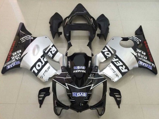 2001-2003 Silver Glossy Black Repsol Honda CBR600 F4i Motorcycle Fairings
