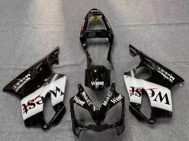 2001-2003 Glossy Black White West Honda CBR600 F4i Motorcycle Fairings