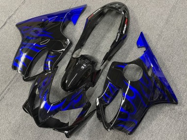 2004-2007 Glossy Black Blue Flame Honda CBR600 F4i Motorcycle Fairings