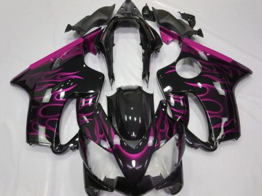 2004-2007 Glossy Black Pink Flame Honda CBR600 F4i Motorcycle Fairings