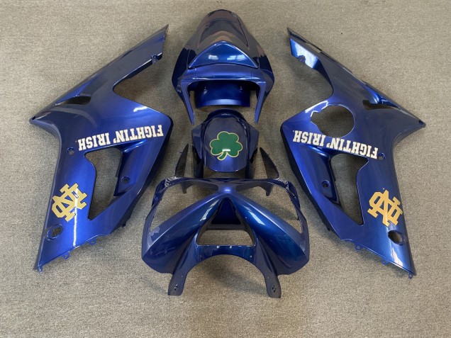 2003-2004 Blue Green Gold White Fighting Irish Kawasaki ZX6R Motorcycle Fairings