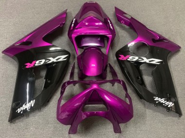 2003-2004 Purple Glossy Black Kawasaki ZX6R Motorcycle Fairing