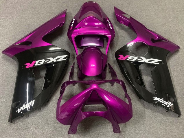 2003-2004 Purple Glossy Black Kawasaki ZX6R Motorcycle Fairing