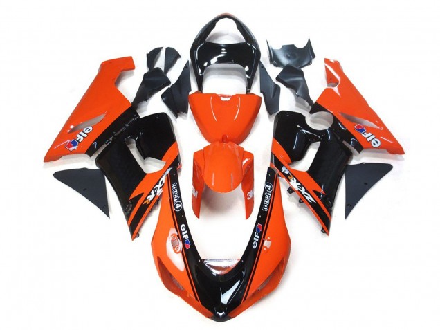 2005-2006 Orange Black Elf Kawasaki ZX6R Motorcycle Fairings