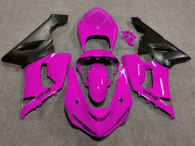 2005-2006 Pink Matte Black Kawasaki ZX6R Motorcycle Fairings