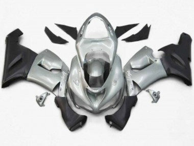 2005-2006 Silver Matte Black Kawasaki ZX6R Motorcycle Fairings
