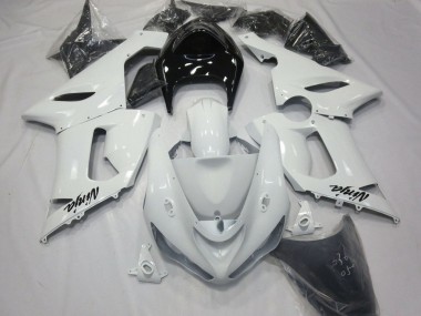2005-2006 White Black Kawasaki ZX6R Motorcycle Fairings