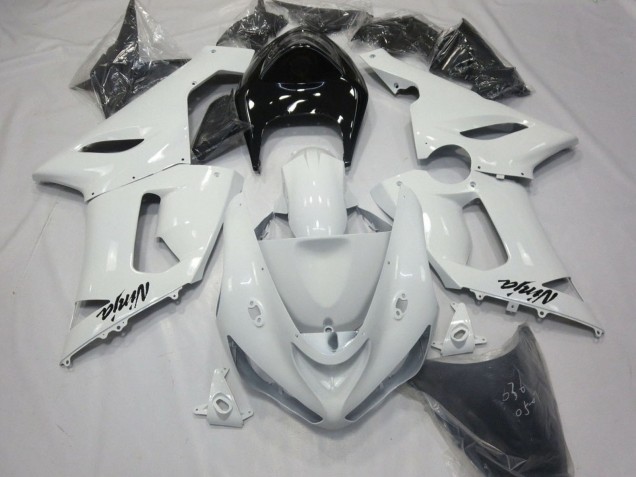 2005-2006 White Black Kawasaki ZX6R Motorcycle Fairings