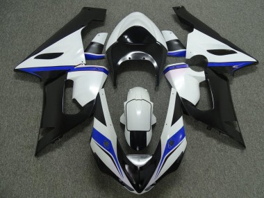 2005-2006 White Black Blue Kawasaki ZX6R Motorcycle Fairings