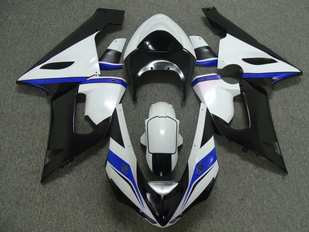 2005-2006 White Black Blue Kawasaki ZX6R Motorcycle Fairings