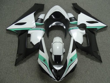 2005-2006 White Black Green Kawasaki ZX6R Motorcycle Fairings