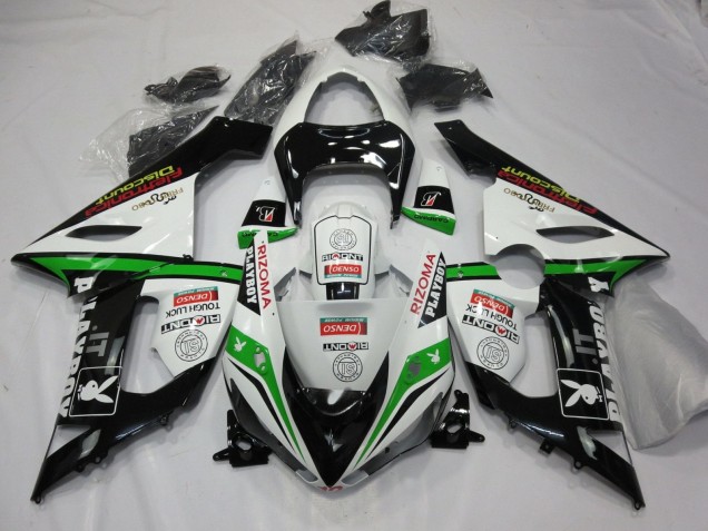 2005-2006 White Black Green Red Rizoma Playboy Kawasaki ZX6R Motorcycle Fairings
