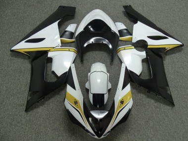 2005-2006 White Black Yellow Kawasaki ZX6R Motorcycle Fairings