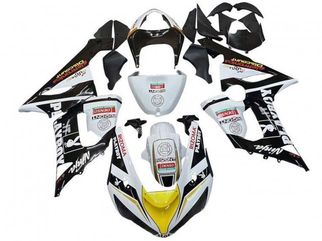 2005-2006 White Black Yellow Red Rizoma Playboy Kawasaki ZX6R Motorcycle Fairings
