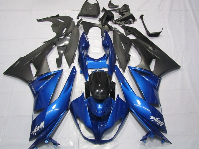 2007-2008 Blue Matte Black White Kawasaki ZX6R Motorcycle Fairings