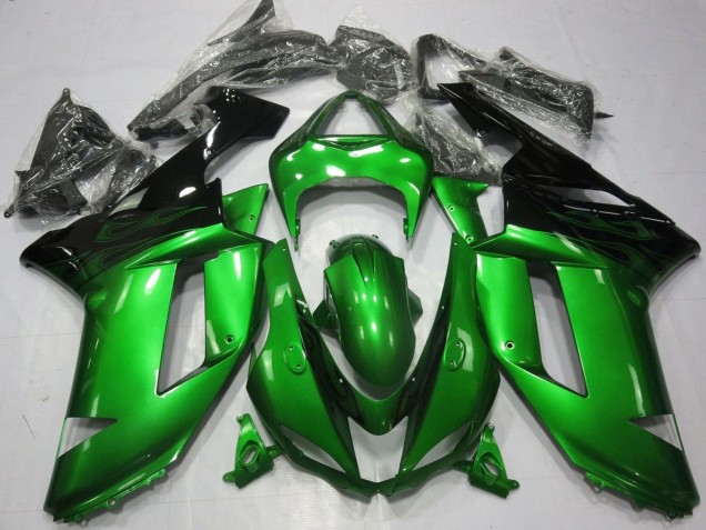 2007-2008 Green Black Kawasaki ZX6R Motorcycle Fairings