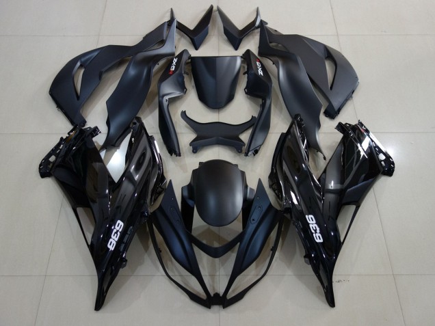 2007-2008 Matte Black Glossy Black White Kawasaki ZX6R Motorcycle Fairings