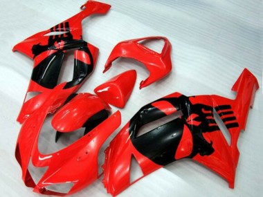2007-2008 Red Black Skull Kawasaki ZX6R Motorcycle Fairings