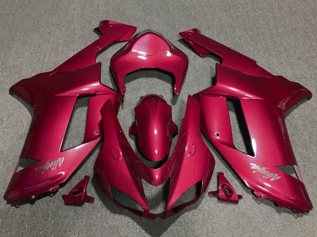 2007-2008 Red Chrome Kawasaki ZX6R Motorcycle Fairings