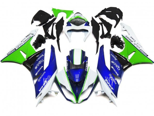 2007-2008 White Blue Green Black Kawasaki ZX6R Motorcycle Fairings