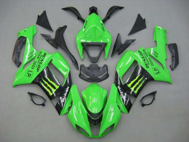 2007-2008 Green Black Monster Energy Kawasaki ZX6R Motorcycle Fairings