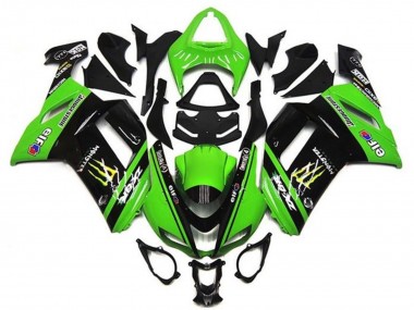 2007-2008 Green Black Monster Elf Kawasaki ZX6R Motorcycle Fairings