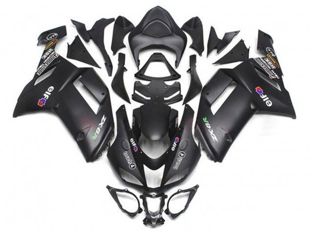 2007-2008 Matte Black Elf Kawasaki ZX6R Motorcycle Fairings