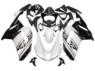 2007-2008 White Black Silver Stripe Kawasaki ZX6R Motorcycle Fairings