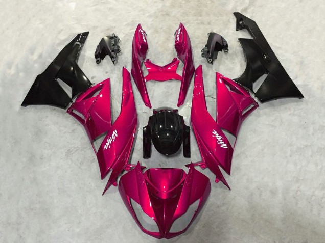 2009-2012 Candy Red Glossy Black Kawasaki ZX6R Motorcycle Fairings