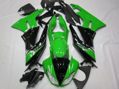 2009-2012 Green Glossy Black White Kawasaki ZX6R Motorcycle Fairings