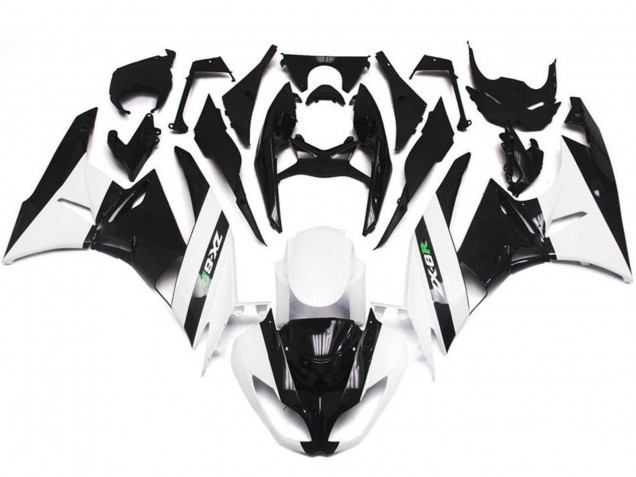 2009-2012 White Glossy Black Kawasaki ZX6R Motorcycle Fairings