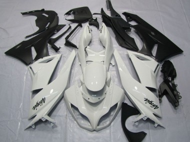 2009-2012 White Matte Black Kawasaki ZX6R Motorcycle Fairings