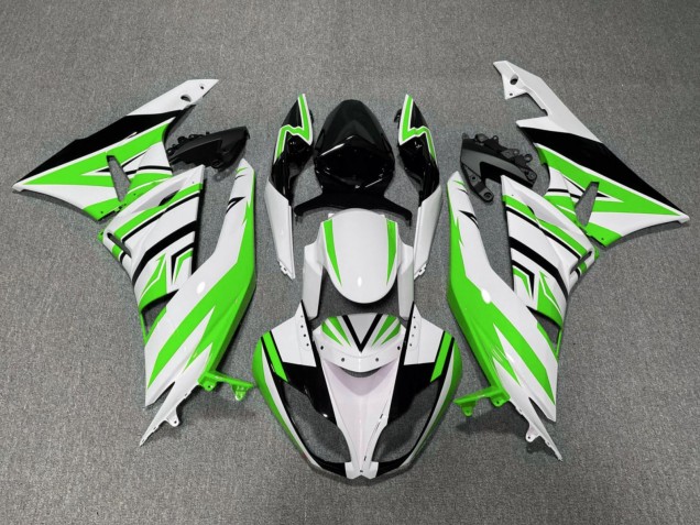 2009-2012 White Green Black Kawasaki ZX6R Motorcycle Fairing