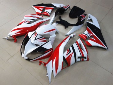 2009-2012 White Red Black Kawasaki ZX6R Motorcycle Fairings