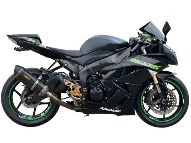 2009-2012 Matte Black Green Kawasaki ZX6R Motorcycle Fairings