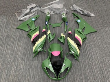 2009-2012 Yellow Pink Matte Green Shark Kawasaki ZX6R Motorcycle Fairings