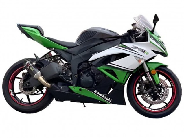 2009-2012 White Green Black Kawasaki ZX6R Motorcycle Fairings