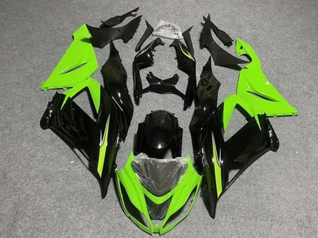 2013-2018 Light Green Glossy Black Kawasaki ZX6R Motorcycle Fairings