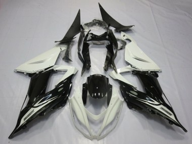 2013-2018 Pearl White Glossy Black Kawasaki ZX6R Motorcycle Fairings