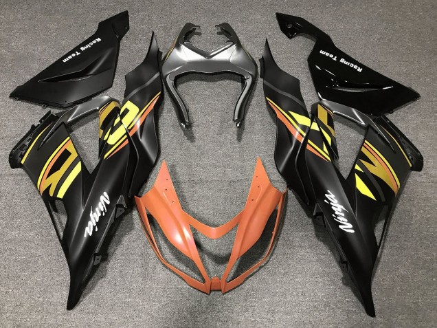 2013-2018 Matte Black Orange Gold Kawasaki ZX6R Motorcycle Fairings