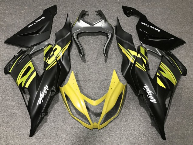 2013-2018 Matte Black Yellow Kawasaki ZX6R Motorcycle Fairings