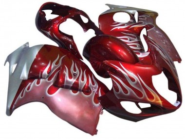 1996-2007 Red Silver Flame Suzuki GSXR 1300 Hayabusa Motorcycle Fairings