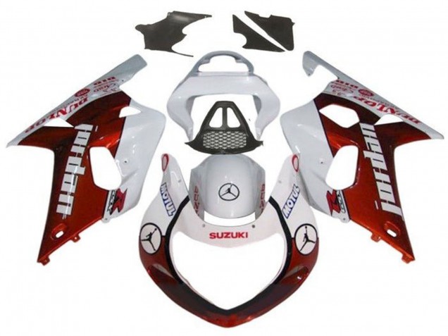 2000-2002 White Red Jordan Suzuki GSXR1000 Motorcycle Fairings
